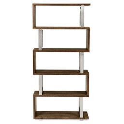 Xample Bentley Designs Tivoli Dark Oak Open Display Bookcase With 5 Shelves White Oak Veneer Brushed Satin Nickel Frame - thumbnail 5