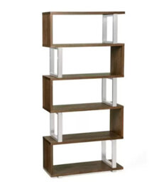 Xample Bentley Designs Tivoli Dark Oak Open Display Bookcase With 5 Shelves White Oak Veneer Brushed Satin Nickel Frame - thumbnail 4