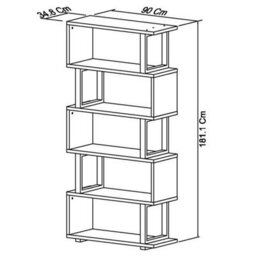Xample Bentley Designs Tivoli Dark Oak Open Display Bookcase With 5 Shelves White Oak Veneer Brushed Satin Nickel Frame - thumbnail 6