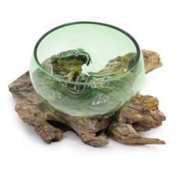 Recycled Bottles - Lrg Wide Bowl On Wood - thumbnail 2