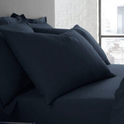 Serene Plain Dyed Soft Touch Pair Of Navy Housewife Pillowcases