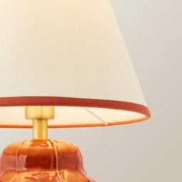 Valuelights Gourdette Burnt Orange Glazed Table Lamp With Tapered Trim Shade And Bulb - thumbnail 3