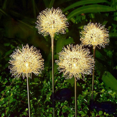 4X Metal Solar Dandelion Light, Waterproof Firefly Lights Outdoor Garden Patio - image 1