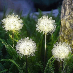 4X Metal Solar Dandelion Light, Waterproof Firefly Lights Outdoor Garden Patio - thumbnail 2