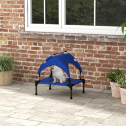 Pawhut Cooling Raised Dog Bed W/ Breathable Mesh, For Mini, S Dogs - Dark Blue - thumbnail 1