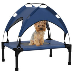 Pawhut Cooling Raised Dog Bed W/ Breathable Mesh, For Mini, S Dogs - Dark Blue - thumbnail 2