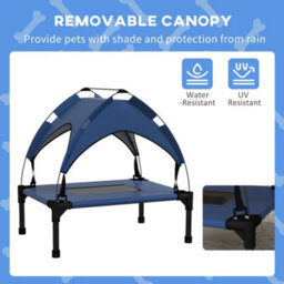 Pawhut Cooling Raised Dog Bed W/ Breathable Mesh, For Mini, S Dogs - Dark Blue - thumbnail 5