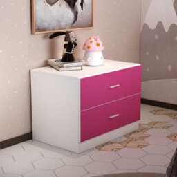 Urbn-Living Urbnliving Height 180Cm Orlando White Wooden 2 Door Pink 2 Drawer Compact Kids Wardrobe Bedroom Storage Hanging Bar - thumbnail 3