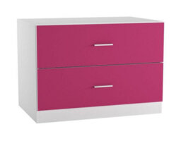 Urbn-Living Urbnliving Height 180Cm Orlando White Wooden 2 Door Pink 2 Drawer Compact Kids Wardrobe Bedroom Storage Hanging Bar - thumbnail 2