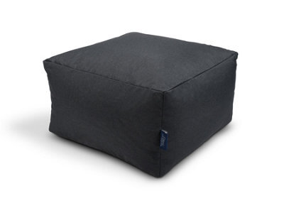 Littens Slate Grey Linen Look Square Footstool Bean Bag Pouffe Ottoman Low Seat 45Cm X 45Cm X 25Cm - image 1