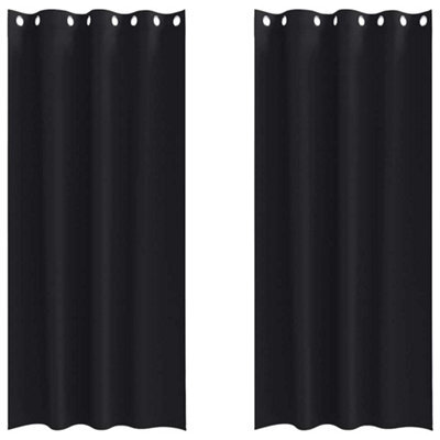Berkfield Modern Curtains With Curtains 2 Pcs Black 245 X 140 Cm Polyester - image 1