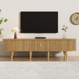 Matteo Rustic Tv Cabinet With Sliding Doors And Gold Accents - 175Cm - thumbnail 6