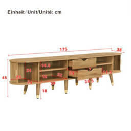 Matteo Rustic Tv Cabinet With Sliding Doors And Gold Accents - 175Cm - thumbnail 3