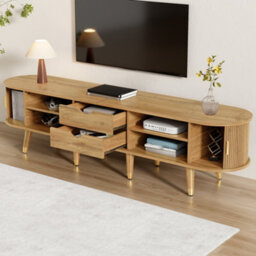 Matteo Rustic Tv Cabinet With Sliding Doors And Gold Accents - 175Cm - thumbnail 8