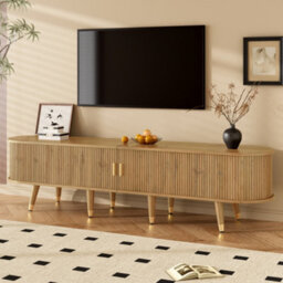 Matteo Rustic Tv Cabinet With Sliding Doors And Gold Accents - 175Cm - thumbnail 9