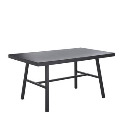 Beliani Garden Dining Table Canetto 150 Cm 90 Cm Glass Black - image 1