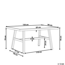 Beliani Garden Dining Table Canetto 150 Cm 90 Cm Glass Black - thumbnail 3