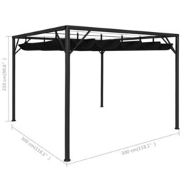 Berkfield Garden Gazebo With Retractable Roof Canopy 3X3 M Anthracite - thumbnail 8