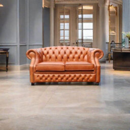 Chesterfield 2 Seater Old English Tan Leather Sofa Bespoke In Buckingham Style - thumbnail 2