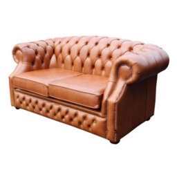 Chesterfield 2 Seater Old English Tan Leather Sofa Bespoke In Buckingham Style - thumbnail 3