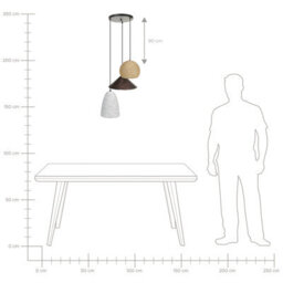 Wyld And Coco Multicolour Boho Pendant Lamp - Iron Frame With Natural Straw Rope, 3-Light, W55 X D55 X H120Cm - thumbnail 8