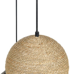 Wyld And Coco Multicolour Boho Pendant Lamp - Iron Frame With Natural Straw Rope, 3-Light, W55 X D55 X H120Cm - thumbnail 5