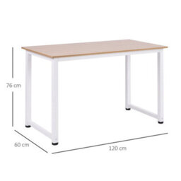 Computer Desk Dining Table Writing Table With Metal Frame, White - thumbnail 3