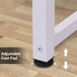 Computer Desk Dining Table Writing Table With Metal Frame, White - thumbnail 5