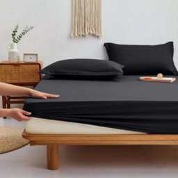Bedlooms King Fitted Sheet 25Cm Extra Deep - Soft Microfiber Deep Pocket Elacticated Bed Fitted Sheets Black, 152X200 Cm - thumbnail 7