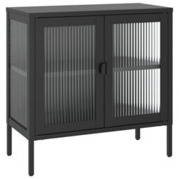 Vidaxl Sideboard Black 70X35X70 Cm Glass And Steel