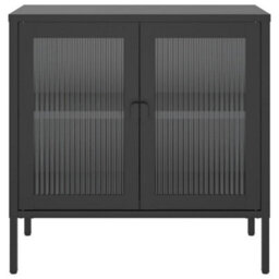 Vidaxl Sideboard Black 70X35X70 Cm Glass And Steel - thumbnail 5