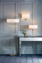 Anson Lighting Eureka 2Lt Wall Light Finished In Brass Plate And Vintage White Fabric - thumbnail 3