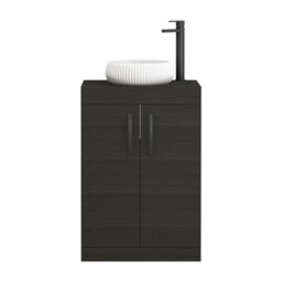 Royal Bathrooms Turin 500mm Freestanding Bathroom Vanity Unit With Sink 2 Door Hale Black & Milan Countertop Basin - thumbnail 5