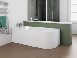 Cooke & Lewis J-Shaped White Oval Curved Bath (L)169.5Cm (W)74.5Cm - thumbnail 3