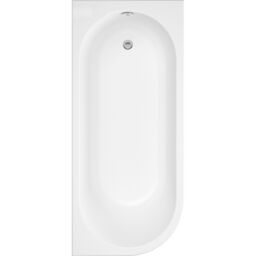 Cooke & Lewis J-Shaped White Oval Curved Bath (L)169.5Cm (W)74.5Cm - thumbnail 2