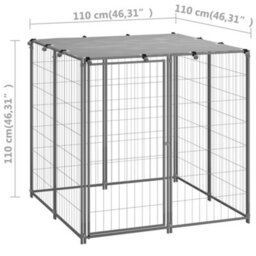 Walplus Dog Kennel Silver 110X110X110 Cm Steel - thumbnail 6