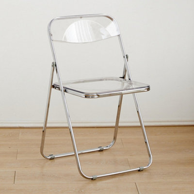 Modern Transparent Acrylic Folding Chair With Chrome Frame - Space-Saving Clear Seat - image 1