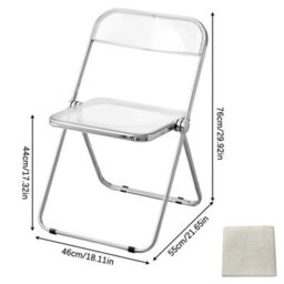 Modern Transparent Acrylic Folding Chair With Chrome Frame - Space-Saving Clear Seat - thumbnail 2