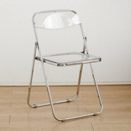 Modern Transparent Acrylic Folding Chair With Chrome Frame - Space-Saving Clear Seat - thumbnail 1