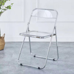Modern Transparent Acrylic Folding Chair With Chrome Frame - Space-Saving Clear Seat - thumbnail 5