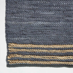 Homescapes Grey Recycled Leather Handwoven Stripe Rug, 60 X 90 Cm - thumbnail 3