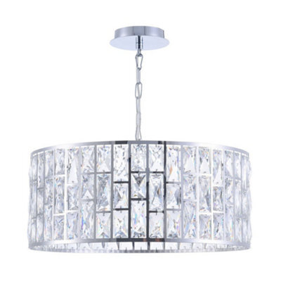 Luminosa Lighting Luminosa Gelid Chandelier Cylindrical Pendant Chrome & Crystal, 4 Light, E27 - image 1