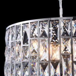 Luminosa Lighting Luminosa Gelid Chandelier Cylindrical Pendant Chrome & Crystal, 4 Light, E27 - thumbnail 9
