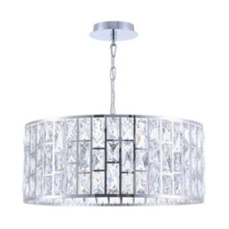 Luminosa Lighting Luminosa Gelid Chandelier Cylindrical Pendant Chrome & Crystal, 4 Light, E27 - thumbnail 1