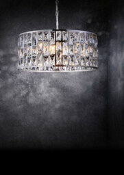 Luminosa Lighting Luminosa Gelid Chandelier Cylindrical Pendant Chrome & Crystal, 4 Light, E27 - thumbnail 2
