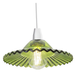 Happy Homewares Modern Emerald Green Glass Pendant Light Shade With Rippled Design - thumbnail 2