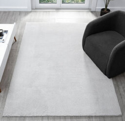 Comfy Washable Low Pile Living Room Area Rug - Anti-Slip Felt Backing Silver 160Cm X 220Cm - thumbnail 1