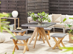 Beliani Garden Dining Table Olbia 90 Cm 90 Cm Concrete Grey - thumbnail 2