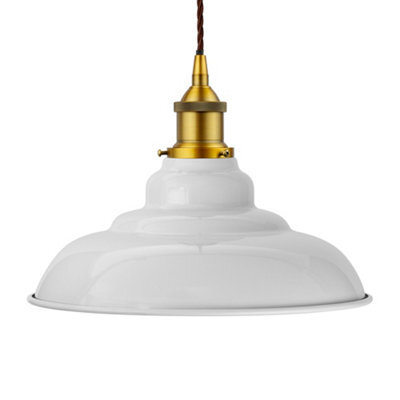 Pale Grey St Edmund's Painted Dome Pendant Light With Antique Gold Lamp Holder And Brown Twisted Cable - Se Home - image 1