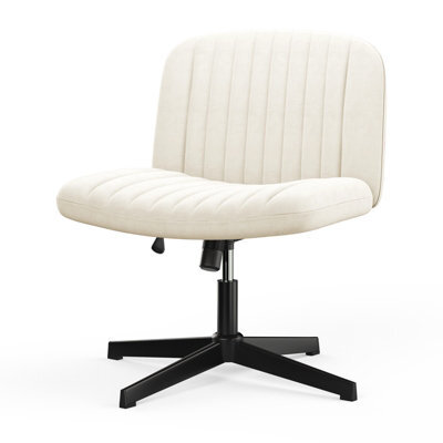 Onemill Stylish Armless Office Chair With Height Adjustable, Wide Seat, Perfect For Home Office And Bedroom-Beige - image 1